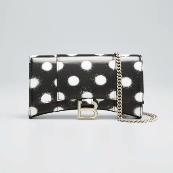 New BALENCIAGA  Hourglass Polka Dot Wallet With Chain Bag - Picture 15 of 15